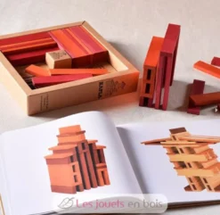 Coffret 40 planchettes rouges et orange avec livre d'art - Kapla