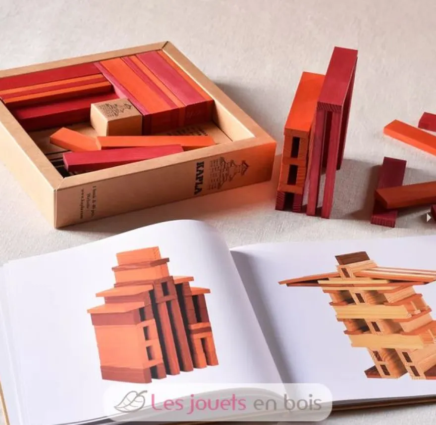 Coffret 40 planchettes rouges et orange avec livre d'art - Kapla