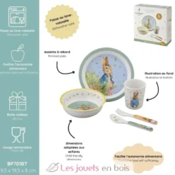 Coffret vaisselle en mélamine 5 pièces Pierre Lapin vert - Petit Jour