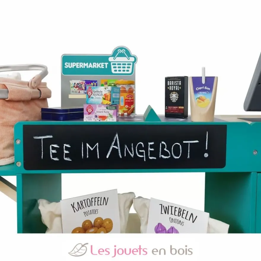 Comptoir de supermarché en bois avec système de caisse - Tanner