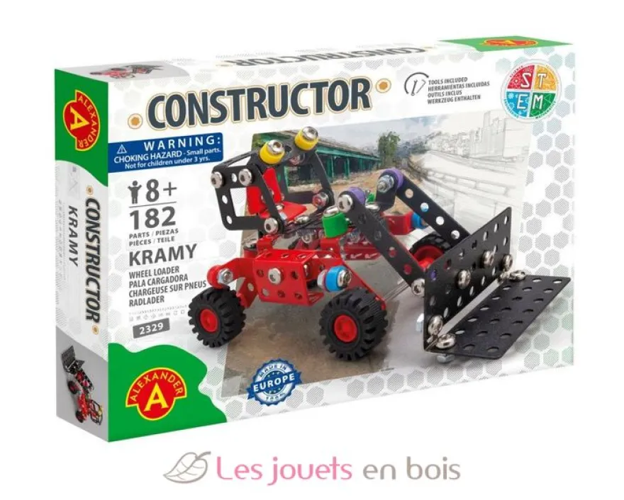 Constructor Kramy - Chargeuse sur pneus rouge et noir Alexander Toys