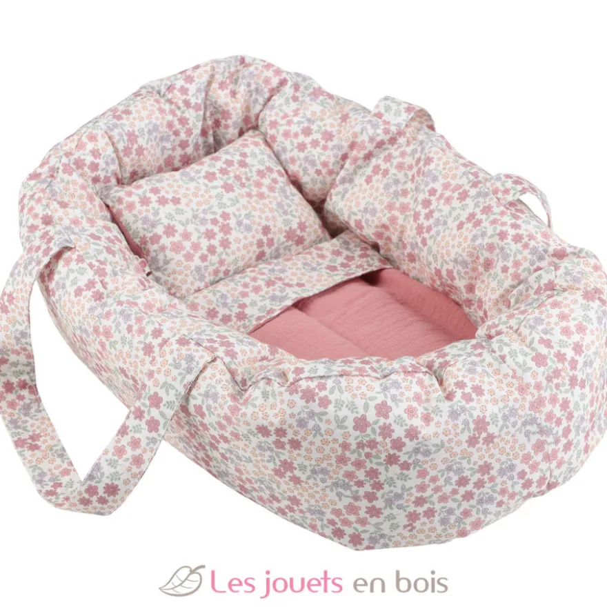Couffin en tissu pour poupée rose - Little Dutch