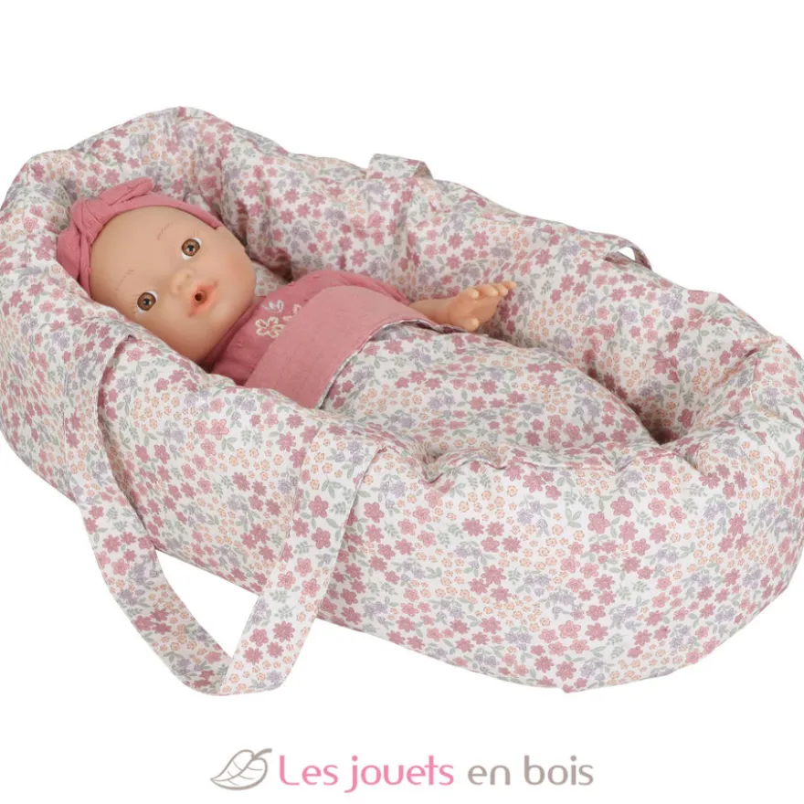 Couffin en tissu pour poupée rose - Little Dutch