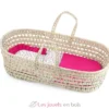 Couffin pour poupée 50 cm garnissage Diabolo Grenadine - Petitcollin
