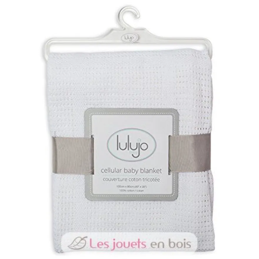 Couverture tricot de coton - Blanche - Lulujo