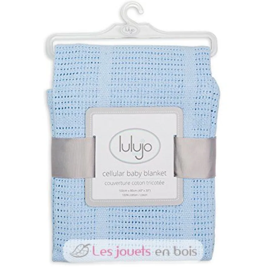 Couverture tricot de coton - Bleu - Lulujo