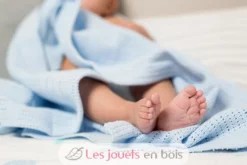 Couverture tricot de coton - Bleu - Lulujo