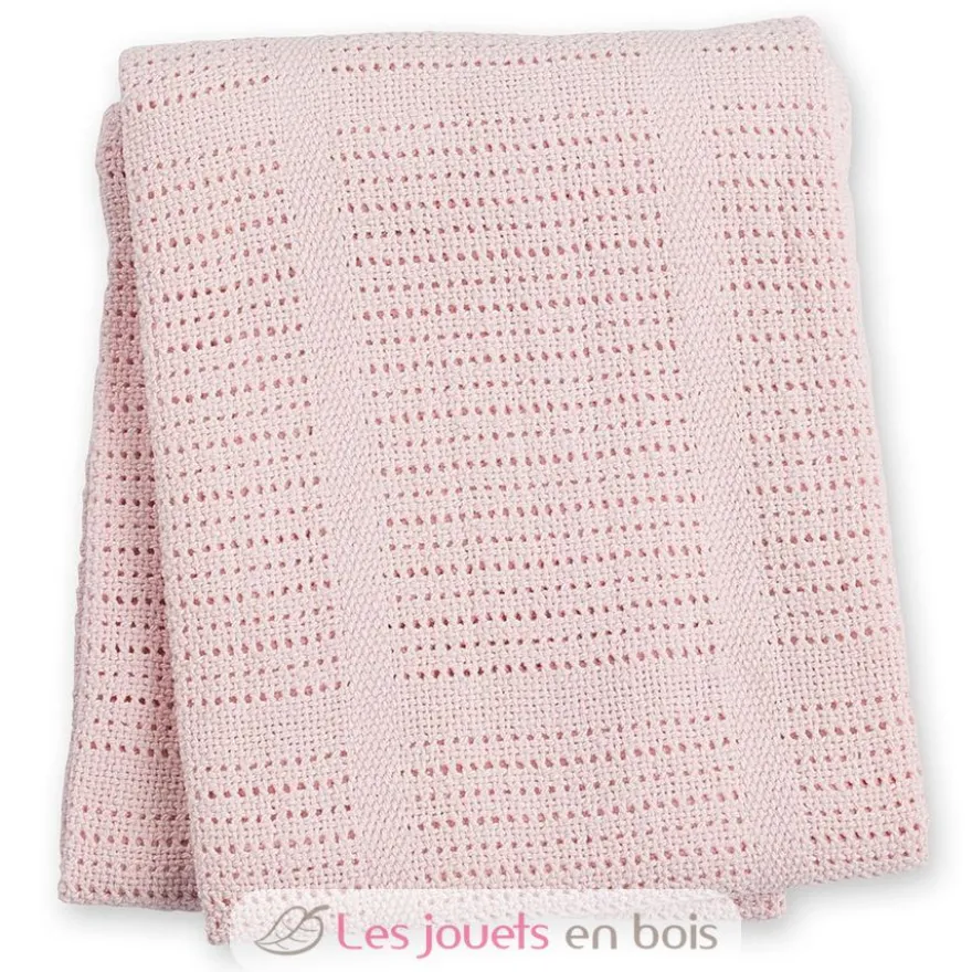 Couverture tricot de coton - Rose - Lulujo