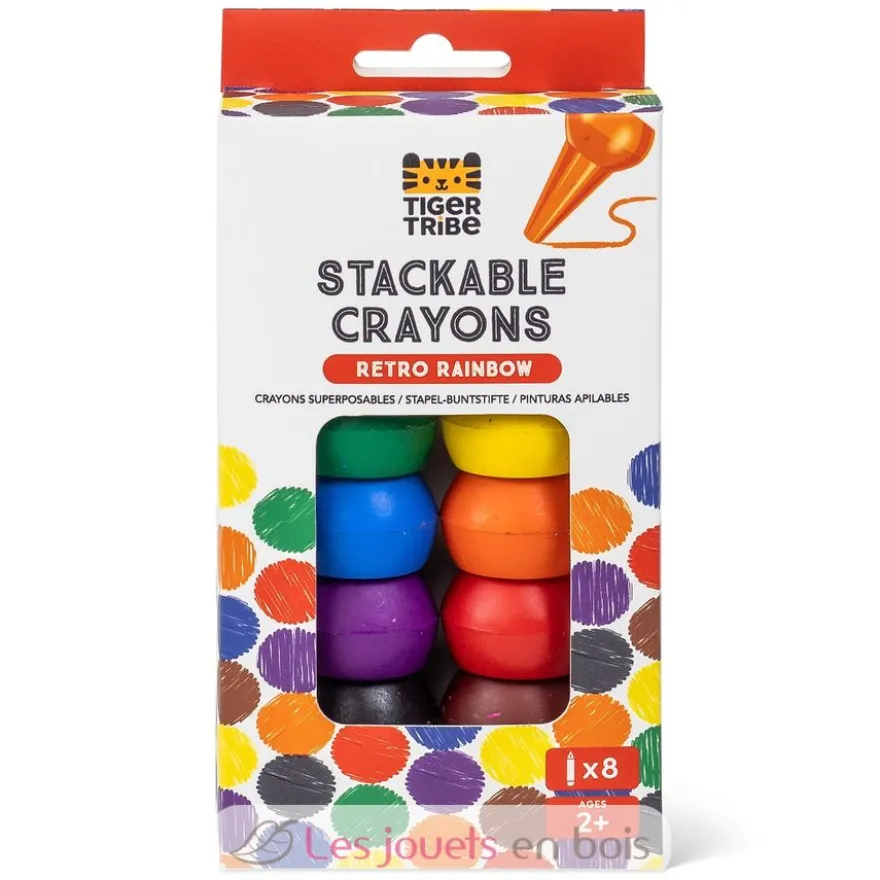 Crayons de cire empilables Arc-en-ciel - Multicolore - Tiger Tribe