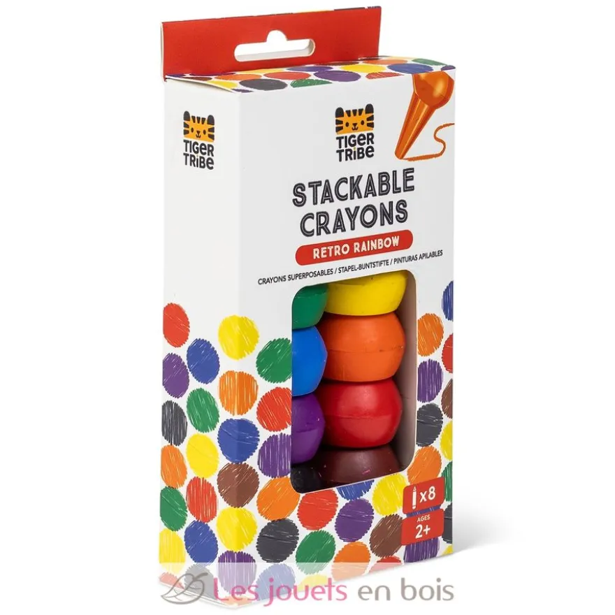 Crayons de cire empilables Arc-en-ciel - Multicolore - Tiger Tribe