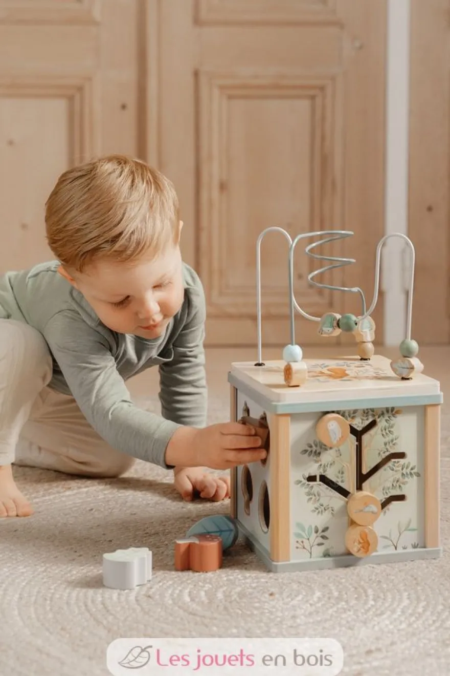 Cube d'activités en bois bleu Forest Friends - Little Dutch