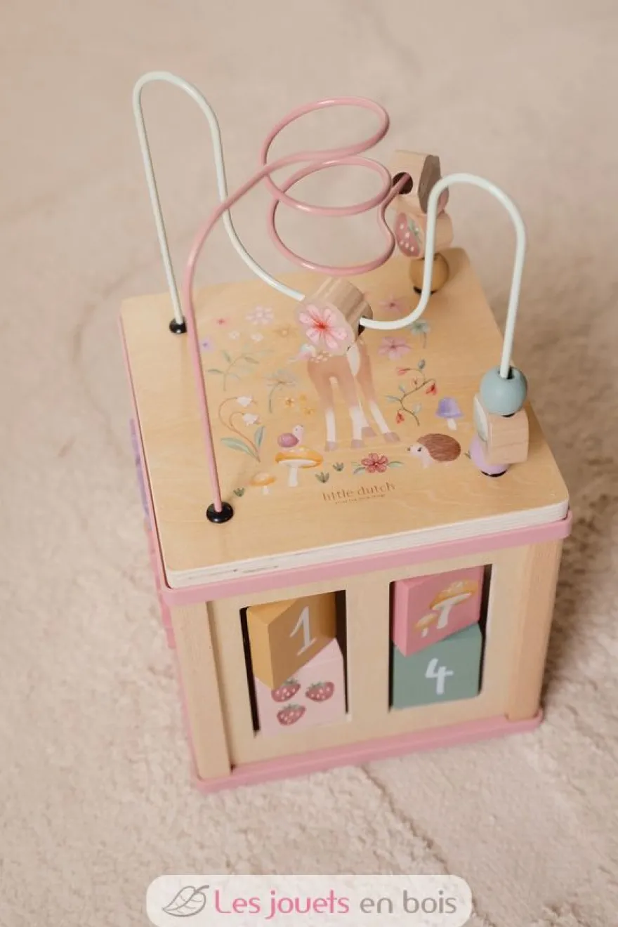 Cube d'activités en bois rose Fairy Garden - Little Dutch