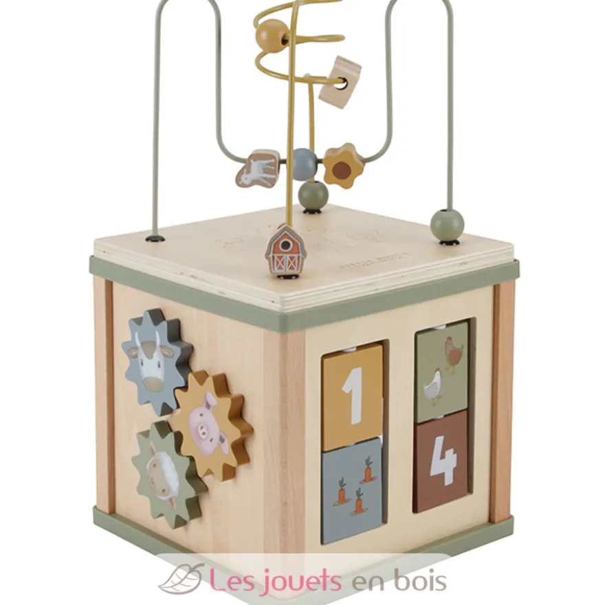 Cube d'activités en bois vert Little Farm - Little Dutch