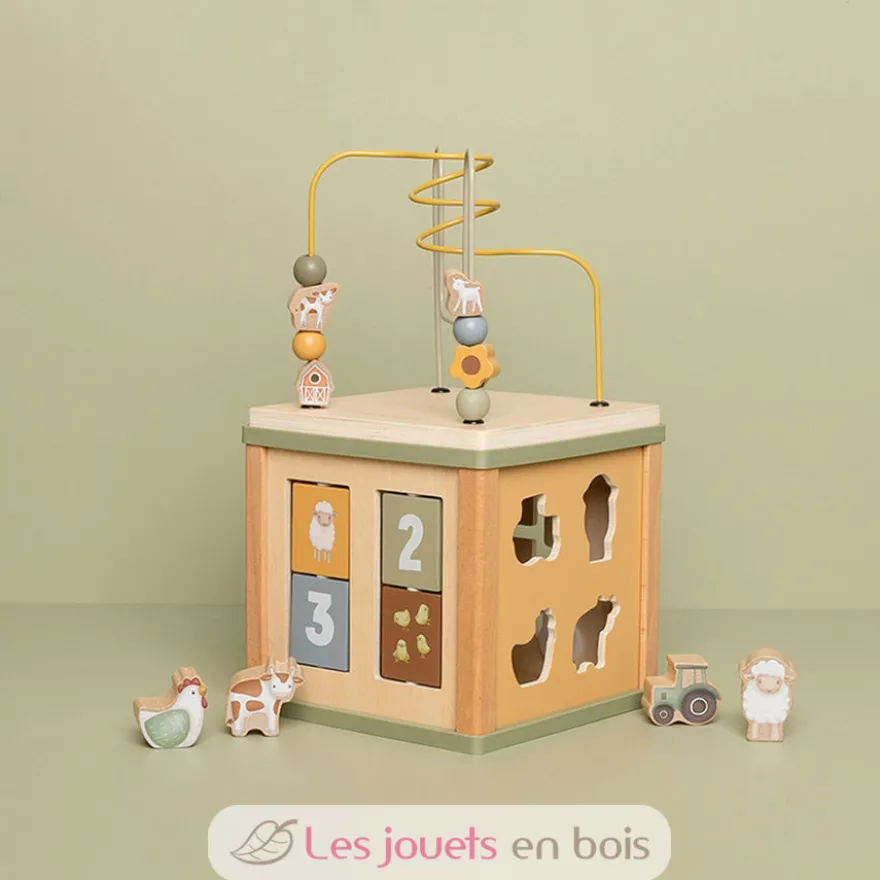 Cube d'activités en bois vert Little Farm - Little Dutch
