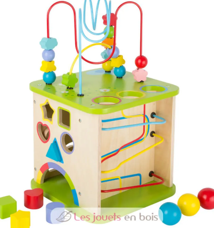 Cube de motricité avec circuit à boules multicolore - Small Foot Compagny