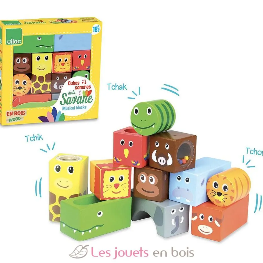 Cubes sonores animaux de la savane - Vilac
