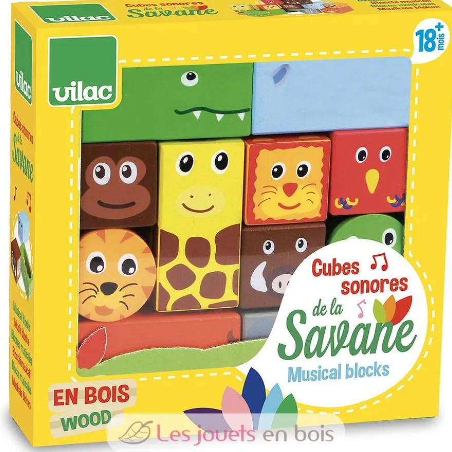 Cubes sonores animaux de la savane - Vilac