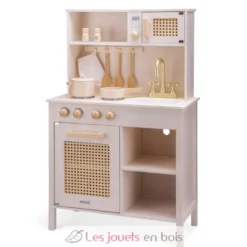 Cuisine en bois et rotin rose - New Classic Toys