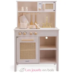 Cuisine en bois et rotin rose - New Classic Toys