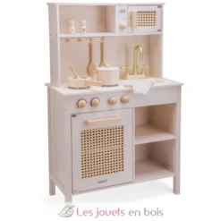 Cuisine en bois et rotin rose - New Classic Toys