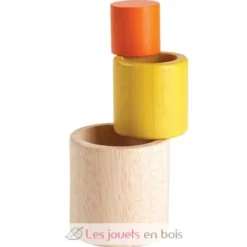 Cylindres imbriqués jaune orange Plan Toys