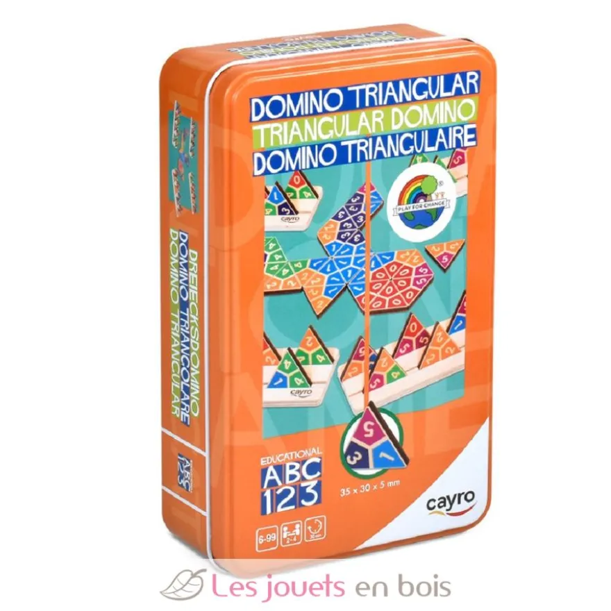 Domino triangulaire en bois livré en boite métal - Jeu de voyage - Cayro