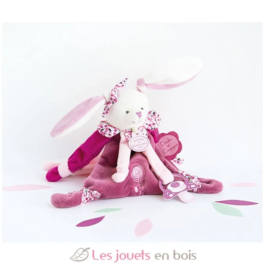 Doudou attache-sucette Cerise le lapin - Doudou et Compagnie