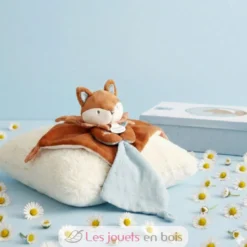 Doudou attache sucette Renard Timo bleu 20 cm - Doudou et Compagnie