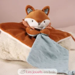 Doudou attache sucette Renard Timo bleu 20 cm - Doudou et Compagnie