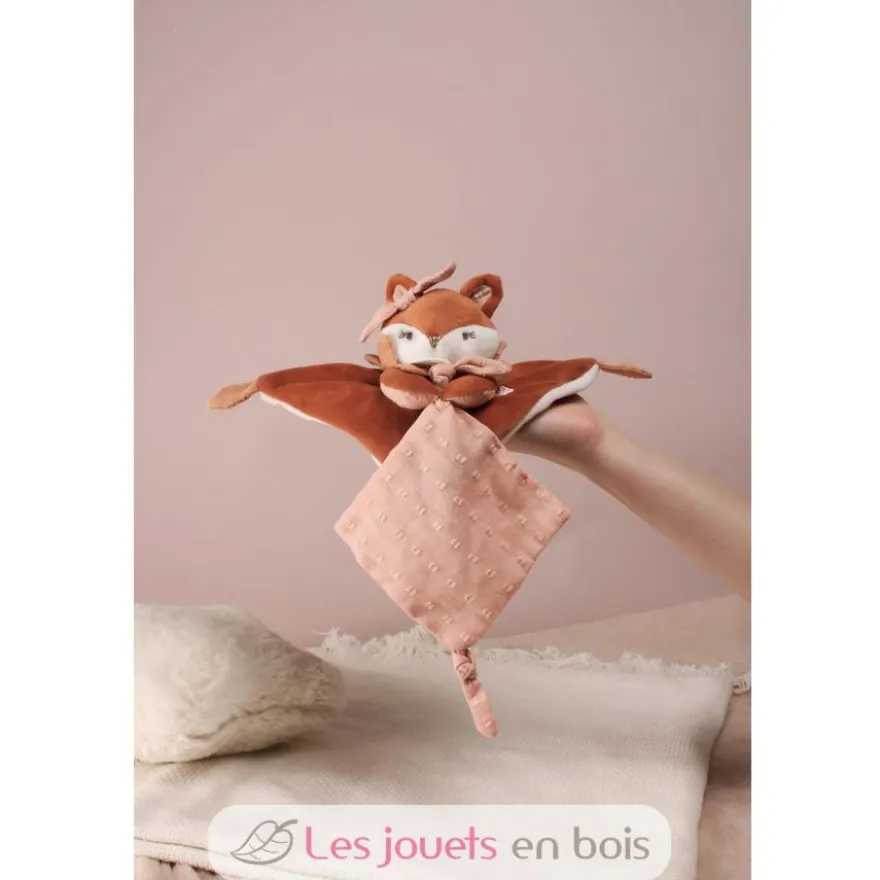 Doudou attache sucette Renard Mina rose 20 cm - Doudou et Compagnie