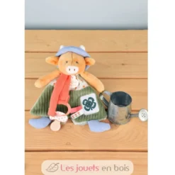 Doudou attache-sucette Vache Aneth vert 19 cm - Doudou et Compagnie