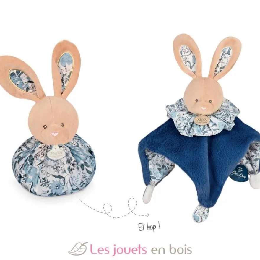 Doudou Boule Lapin bleu 25 cm - Doudou et Compagnie