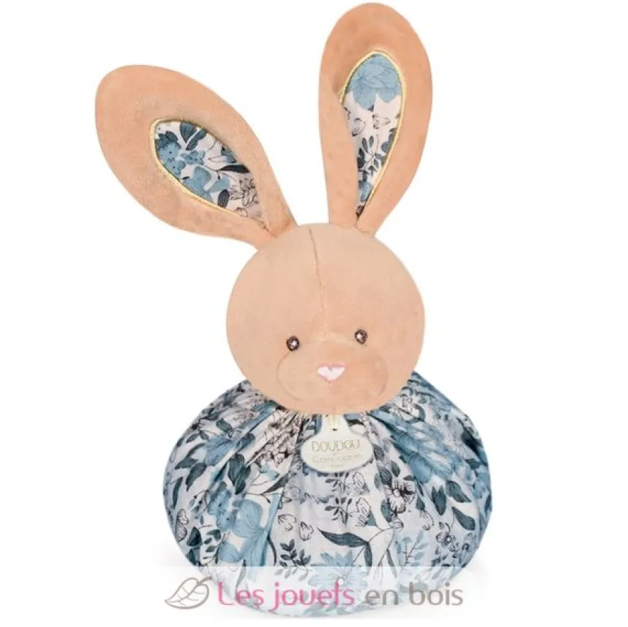 Doudou Boule Lapin bleu 25 cm - Doudou et Compagnie