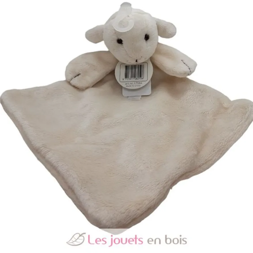 Doudou carré L'agneau Lara 26 cm écru - Happy Horse