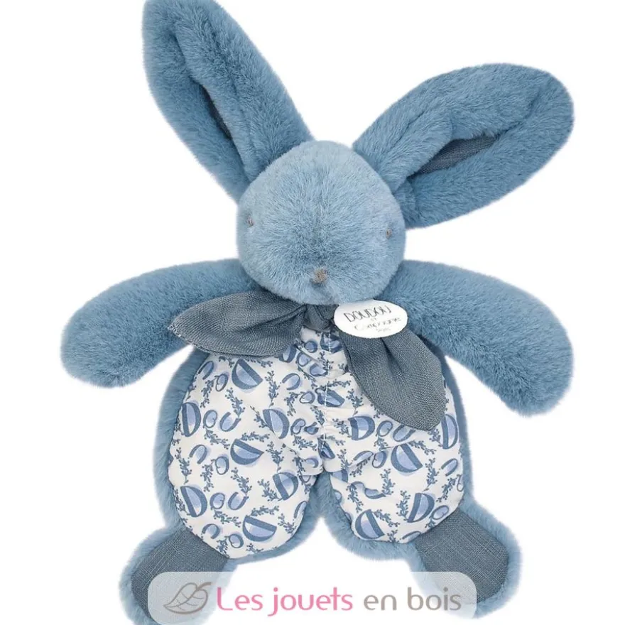 Doudou lapin bleu 18 cm - Doudou et Compagnie