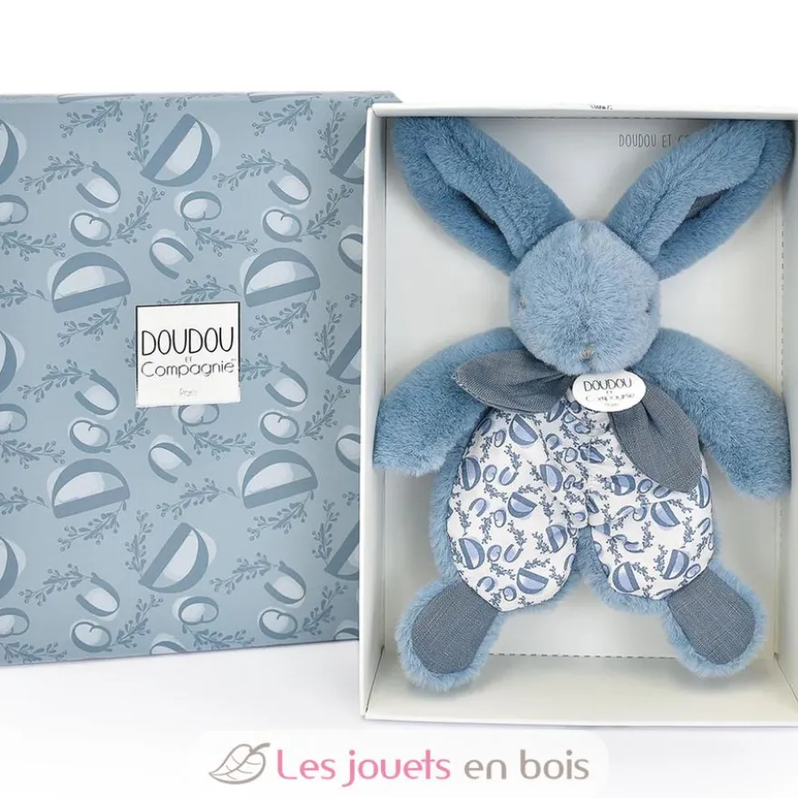 Doudou lapin bleu 18 cm - Doudou et Compagnie
