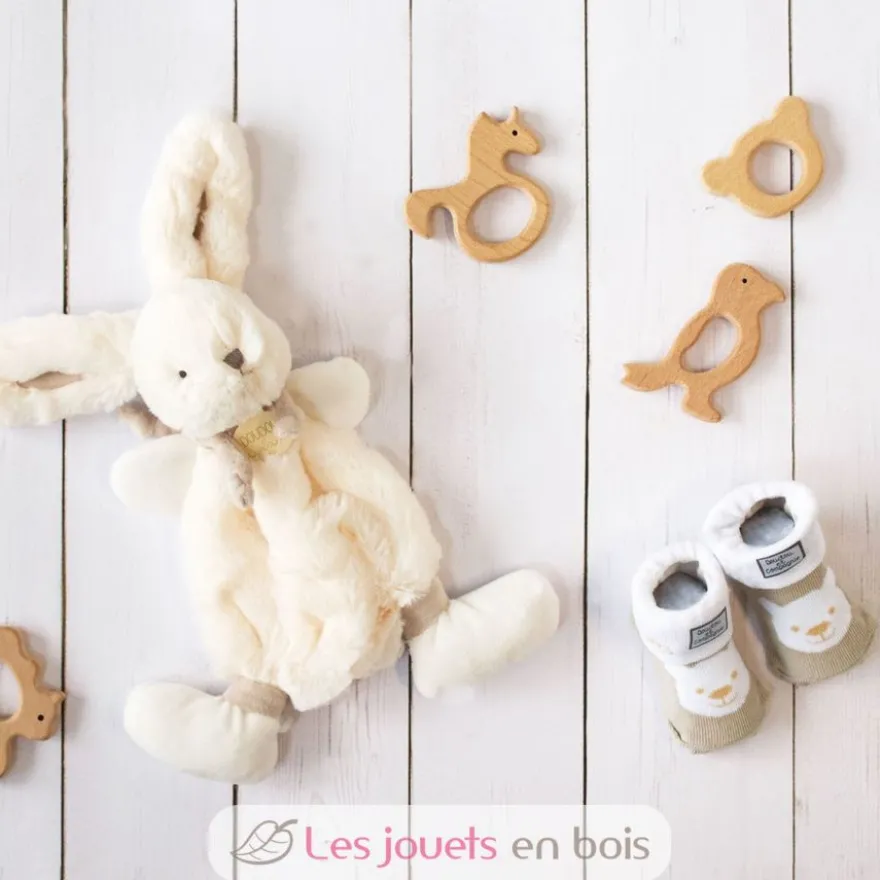 Doudou Lapin Bonbon taupe - Doudou et Compagnie