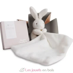 Doudou Lapin Mouchoir boite Fleur - Doudou et Compagnie