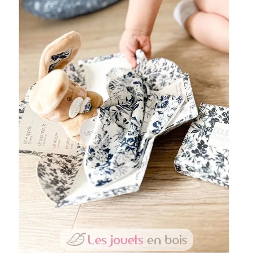 Doudou Pantin Lapin bleu marine 12 cm - Doudou et Compagnie