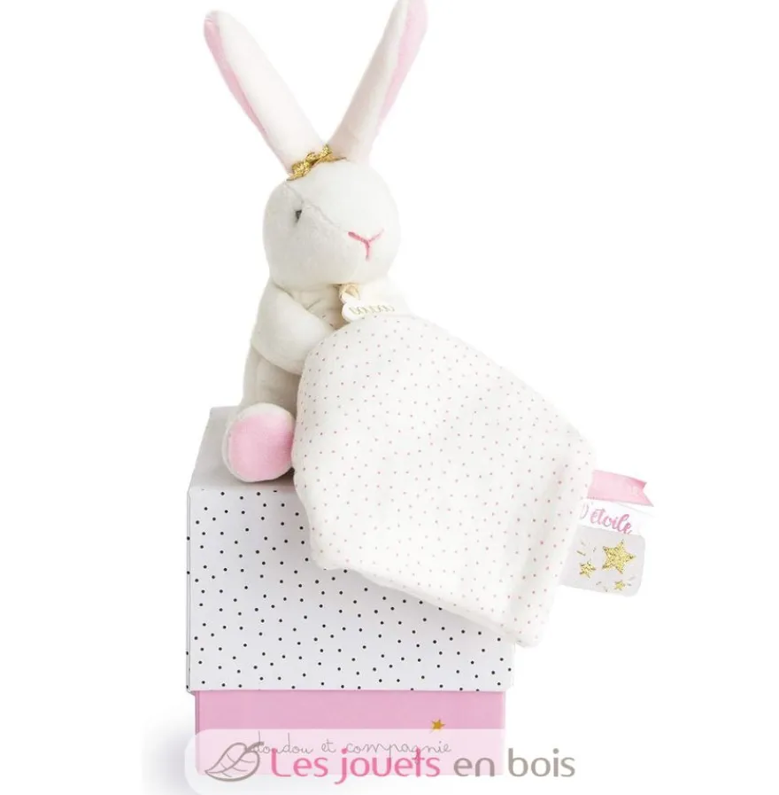 Doudou Pantin Lapin Fleurs - Doudou et Compagnie