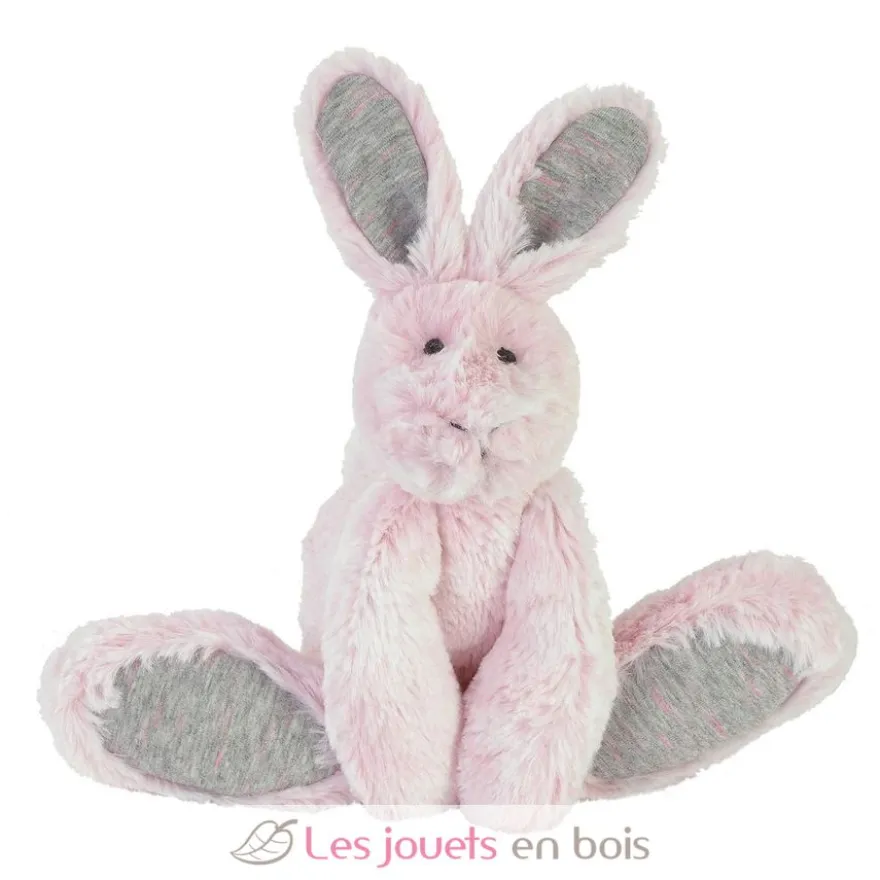 Doudou peluche lapin bleu 26 cm rose - Happy Horse