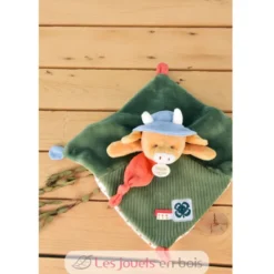 Doudou plat Aneth la vache vert 27 cm - Doudou et Compagnie