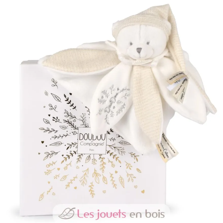 Doudou plat pétales Ours Blanc 25 cm - Doudou et Compagnie