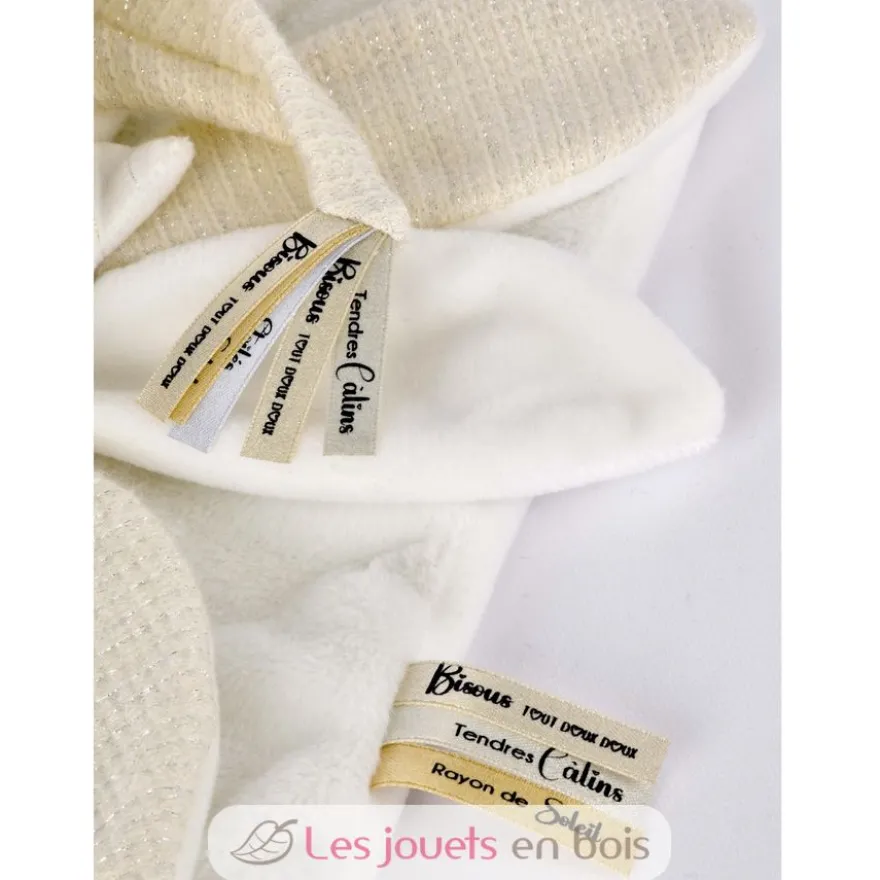 Doudou plat pétales Ours Blanc 25 cm - Doudou et Compagnie
