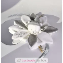 Doudou plat pétales Ours Gris 25 cm - Doudou et Compagnie