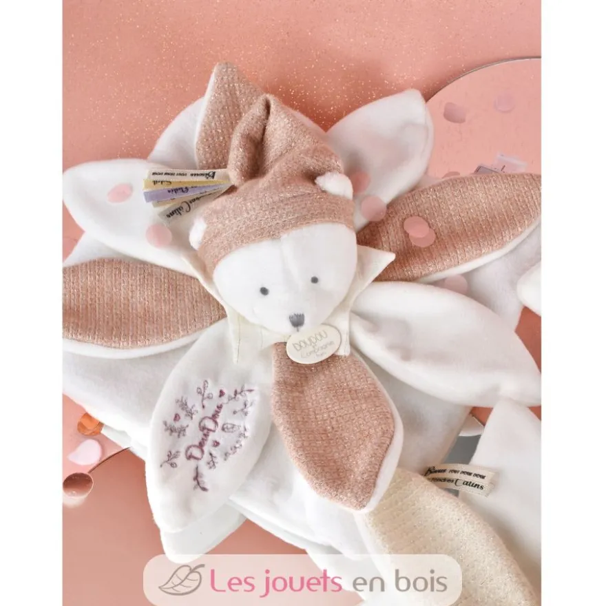 Doudou plat pétales Ours Rose 25 cm - Doudou et Compagnie