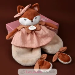 Doudou plat Renard Mina rose 29 cm - Doudou et Compagnie