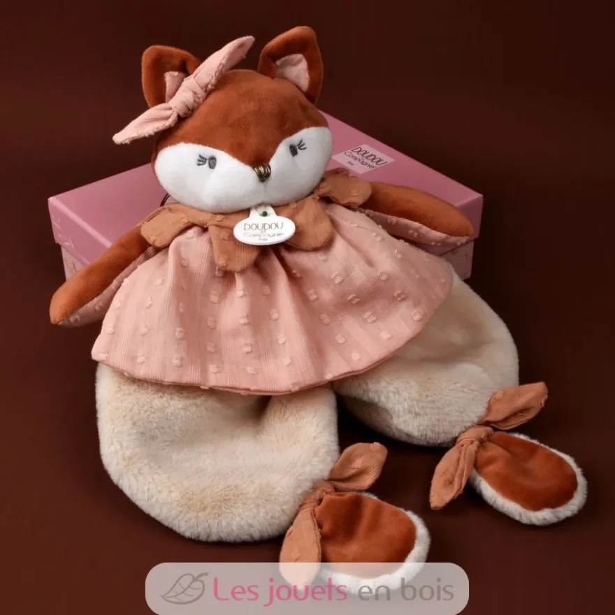 Doudou plat Renard Mina rose 29 cm - Doudou et Compagnie