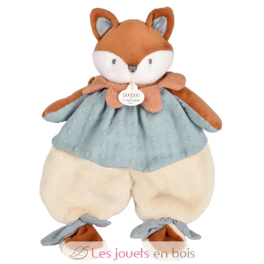 Doudou plat Renard Timo bleu 29 cm - Doudou et Compagnie