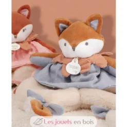 Doudou plat Renard Timo bleu 29 cm - Doudou et Compagnie